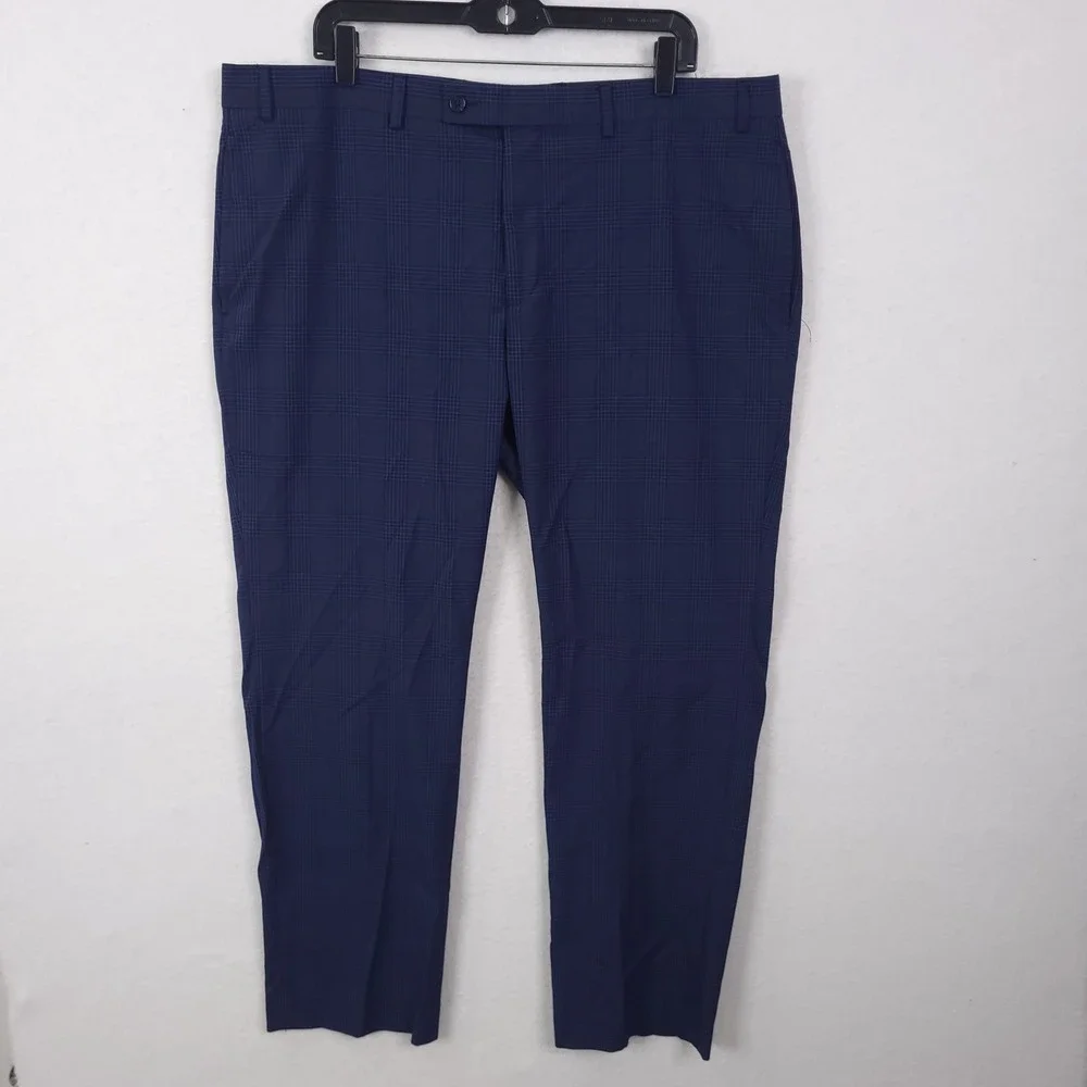 Lauren Ralph Lauren Dress Pants Men 40x30 Navy Glen Plaid Stretch Trousers - Picture 2 of 13